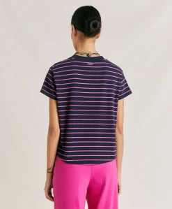 T-Shirt En Jersey Raye Lottie - Fuchsia/Bleu
