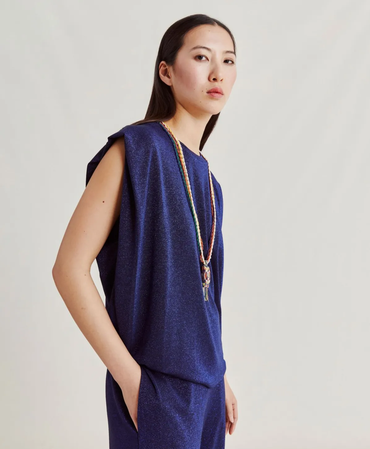 T-Shirt Enna En Jersey Lurex - Bleute