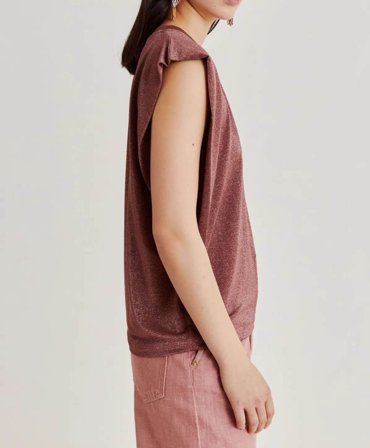 T-Shirt Enna En Jersey Lurex - Terre Cuite