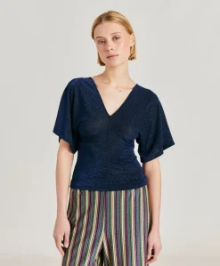 T-Shirt Milly Lurex Jersey - Bleute