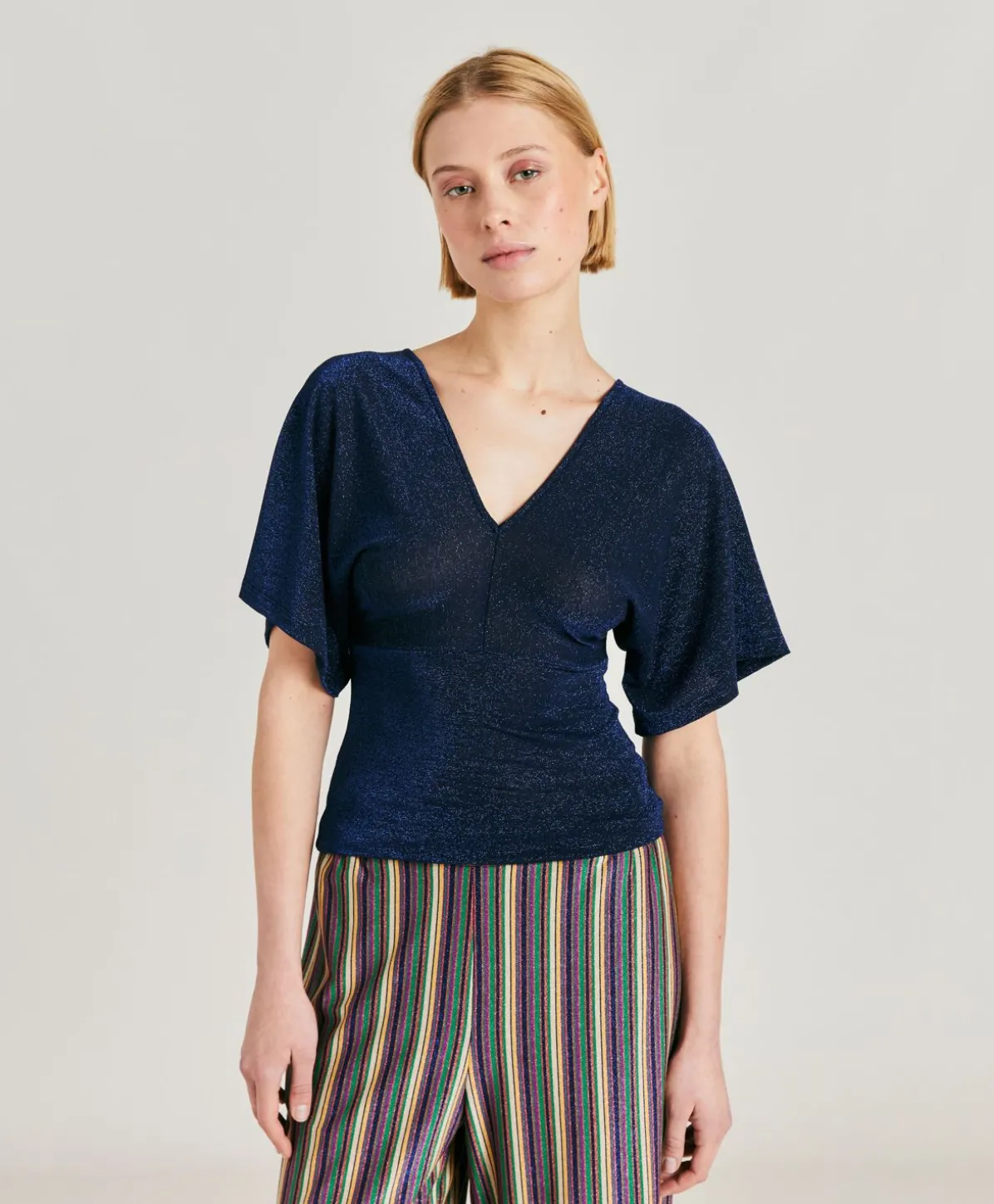 T-Shirt Milly Lurex Jersey - Bleute