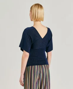 T-Shirt Milly Lurex Jersey - Bleute