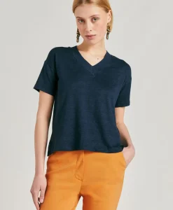 T-Shirt Nancy En Jersey Lin - Bleu Nuit