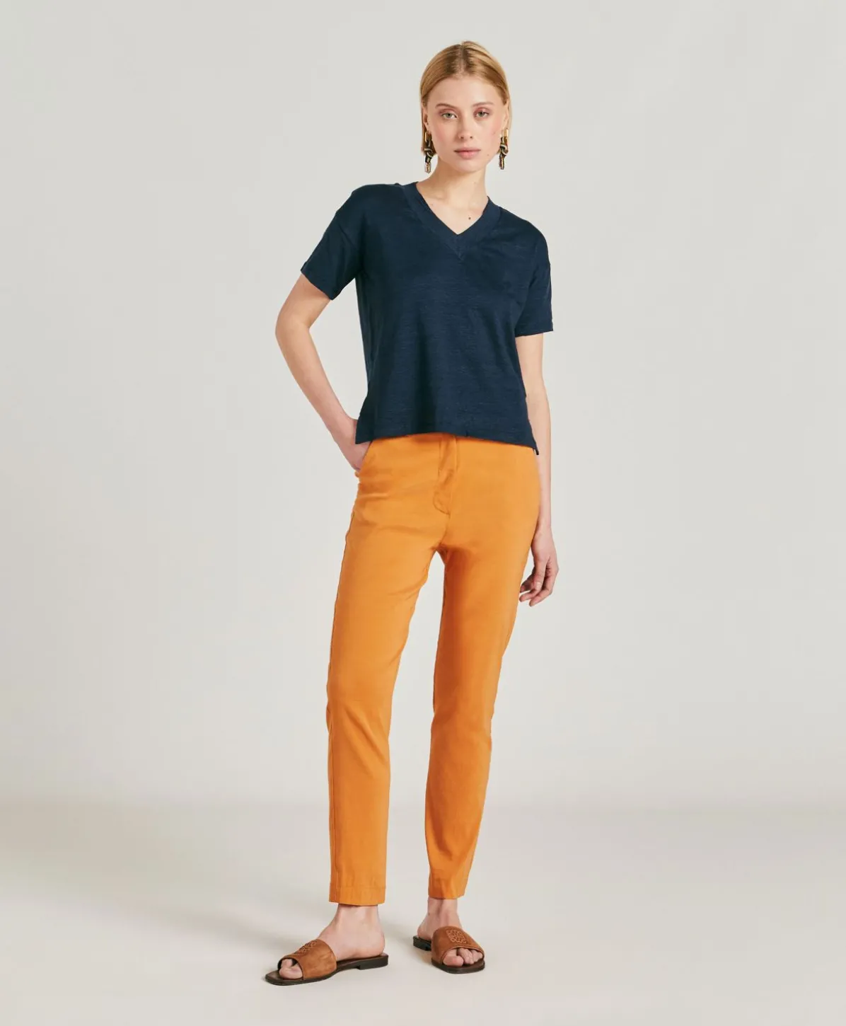 T-Shirt Nancy En Jersey Lin - Bleu Nuit