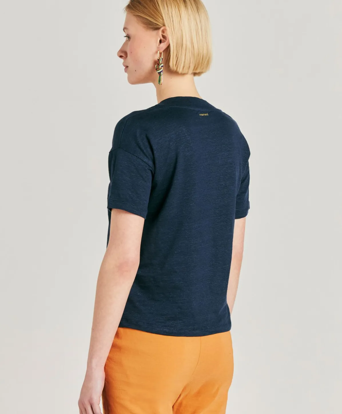T-Shirt Nancy En Jersey Lin - Bleu Nuit