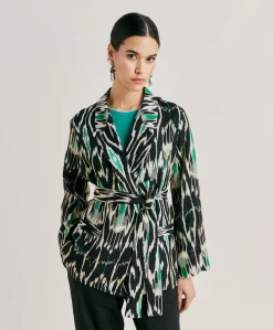Veste Cristal En Lin Viscose - Noir Multicolore