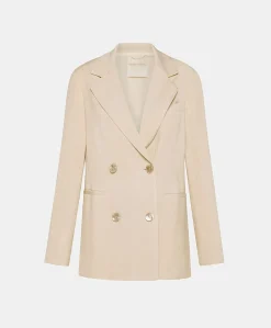 Veste Elegante En Lin Et Viscose Clair - Creme