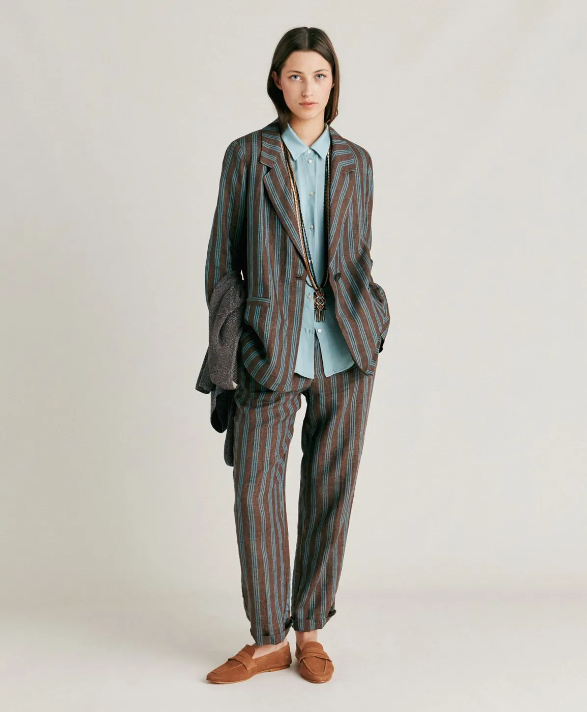 Veste En Lin Raye Dayton - Marron/Aqua