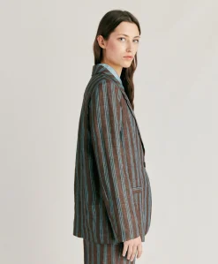 Veste En Lin Raye Dayton - Marron/Aqua