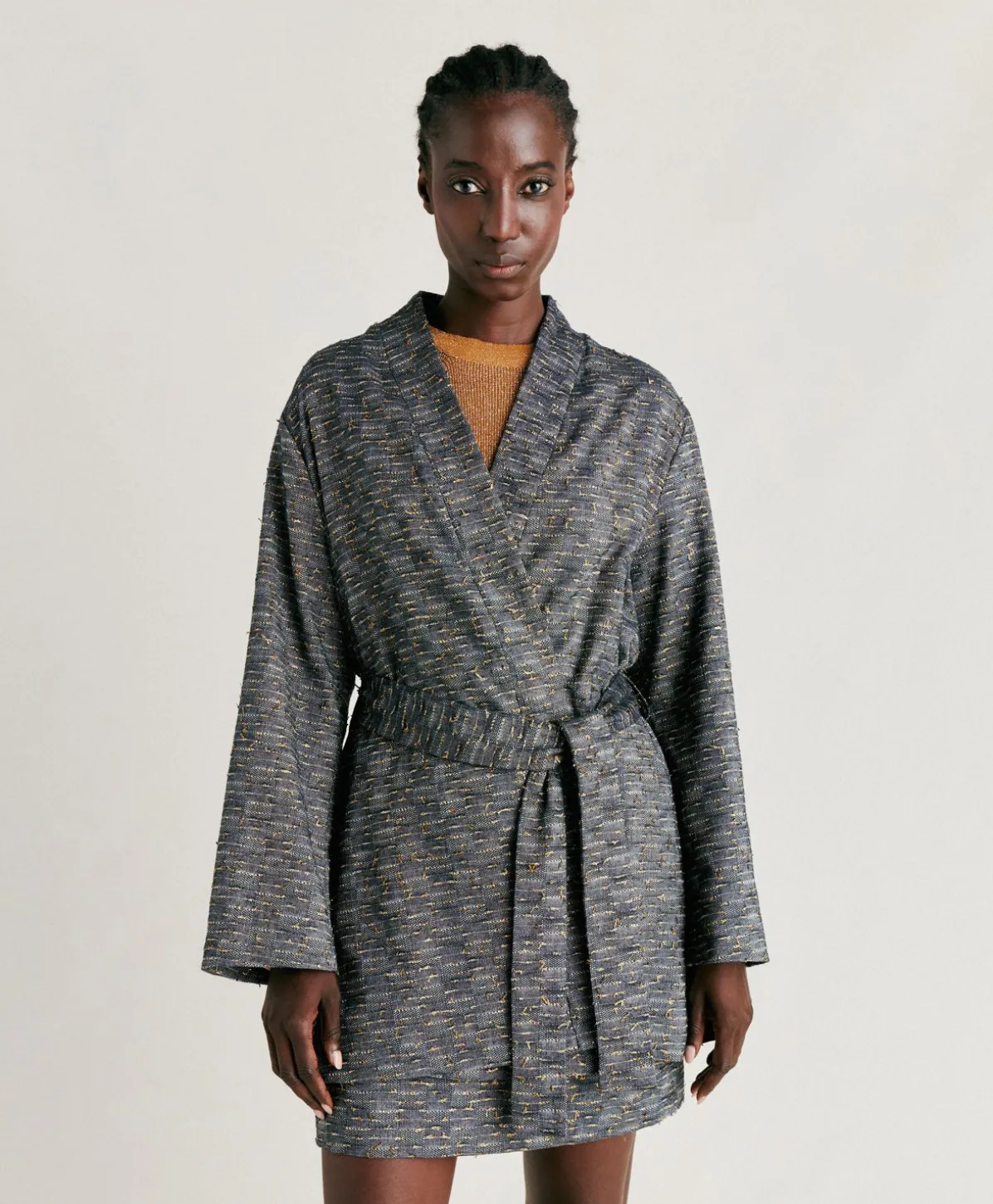 Veste Eugenie A Mat Fil Coupe' - Bleu/Or