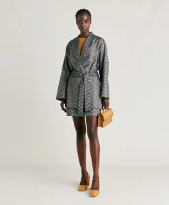 Veste Eugenie A Mat Fil Coupe' - Bleu/Or