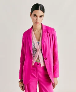 Veste Lunel En Lin Coton - Fuchsia